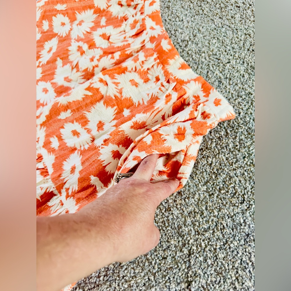 KARLIE Flowy Tiered Orange Blossom Floral Flowy Maxi Ruffle Skirt w POCKETS NWT - Picture 10 of 16